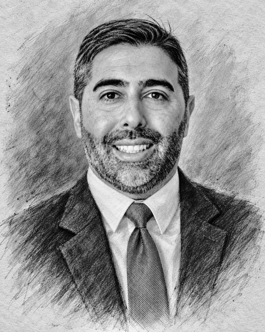 Pencil portrait of Paul M. Washburn, founder of Sovereign Action